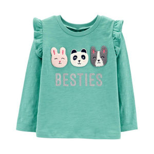 Carters Baby Girl Besties Flutter Slub Top Tee